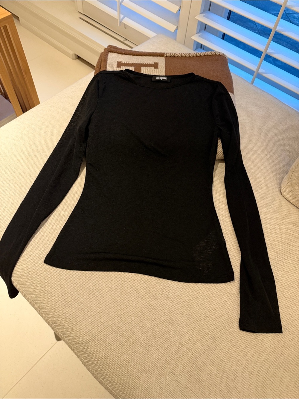 Coccinelle Black Long-Sleeve Slim mesh Crewneck Top